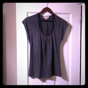 Michael Kors Jeweled Neck Blouse with back tie